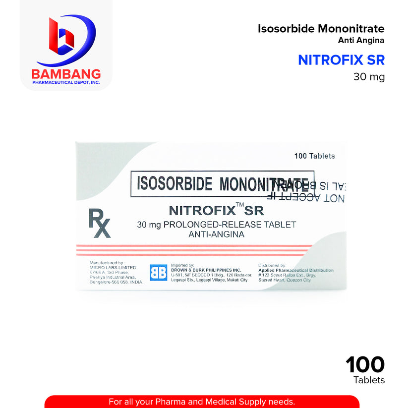 NITROFIX SR Isosorbide Mononitrate 30mg Prolonged Release Tablet 100's ...