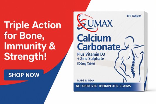 Calcuim Carbonate (Numax) Plus Vitamin D3 +Zinc Sulphate 500mg Tablet 100's