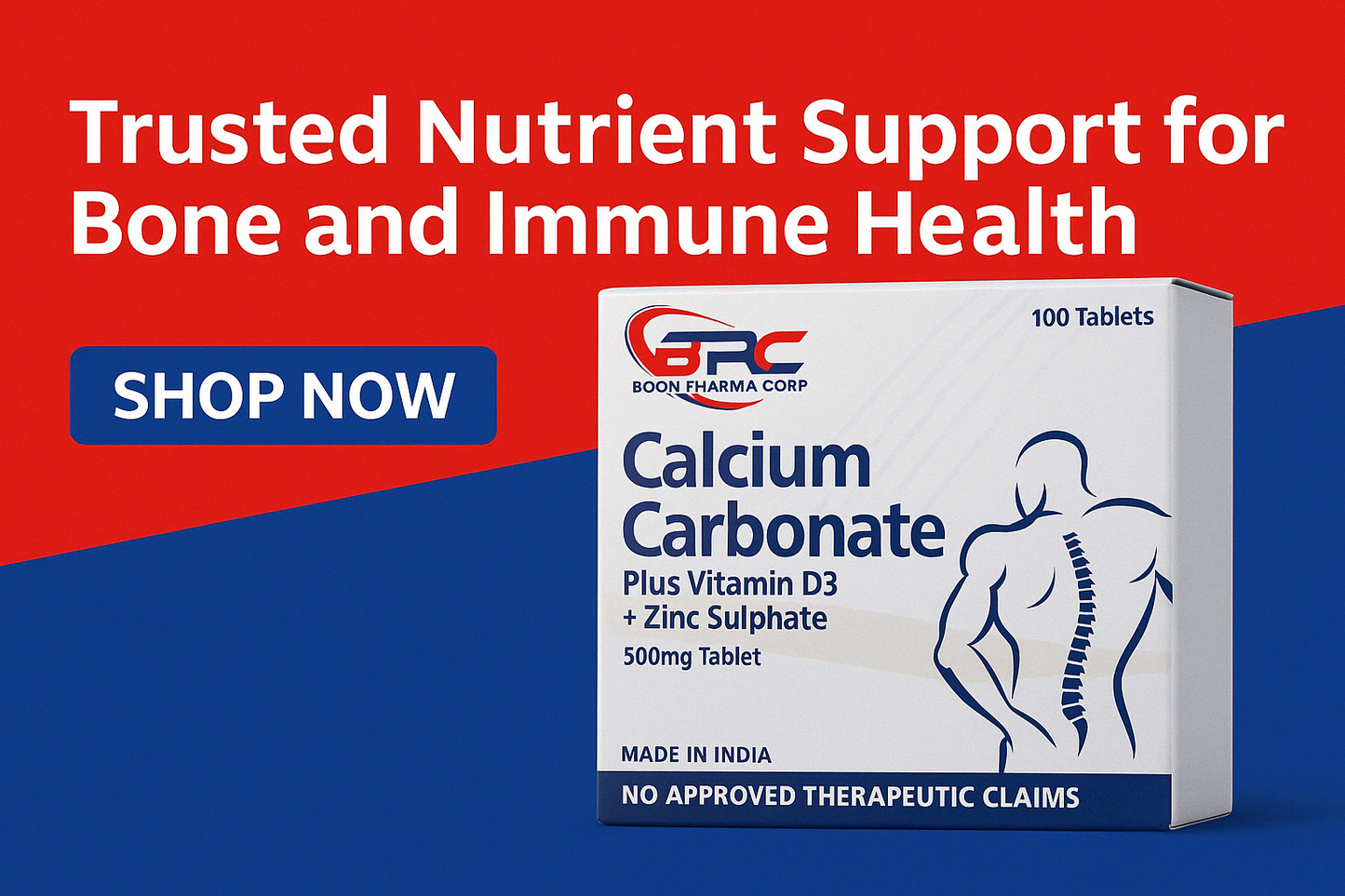 Calcuim Carbonate (Numax) Plus Vitamin D3 +Zinc Sulphate 500mg Tablet 100's
