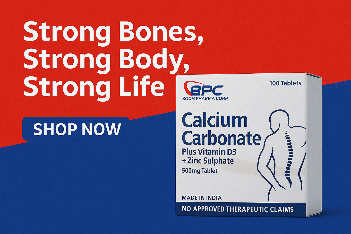 Calcuim Carbonate (Numax) Plus Vitamin D3 +Zinc Sulphate 500mg Tablet 100's