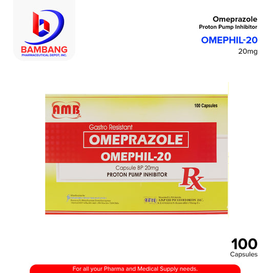OMEPHIL 20 Omeprazole 20mg BP Capsule 100's