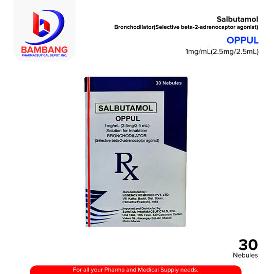 OPPUL Salbutamol 1mg/ml 2.5mg/2.5ml Solution for Inhalation Nebules 30's