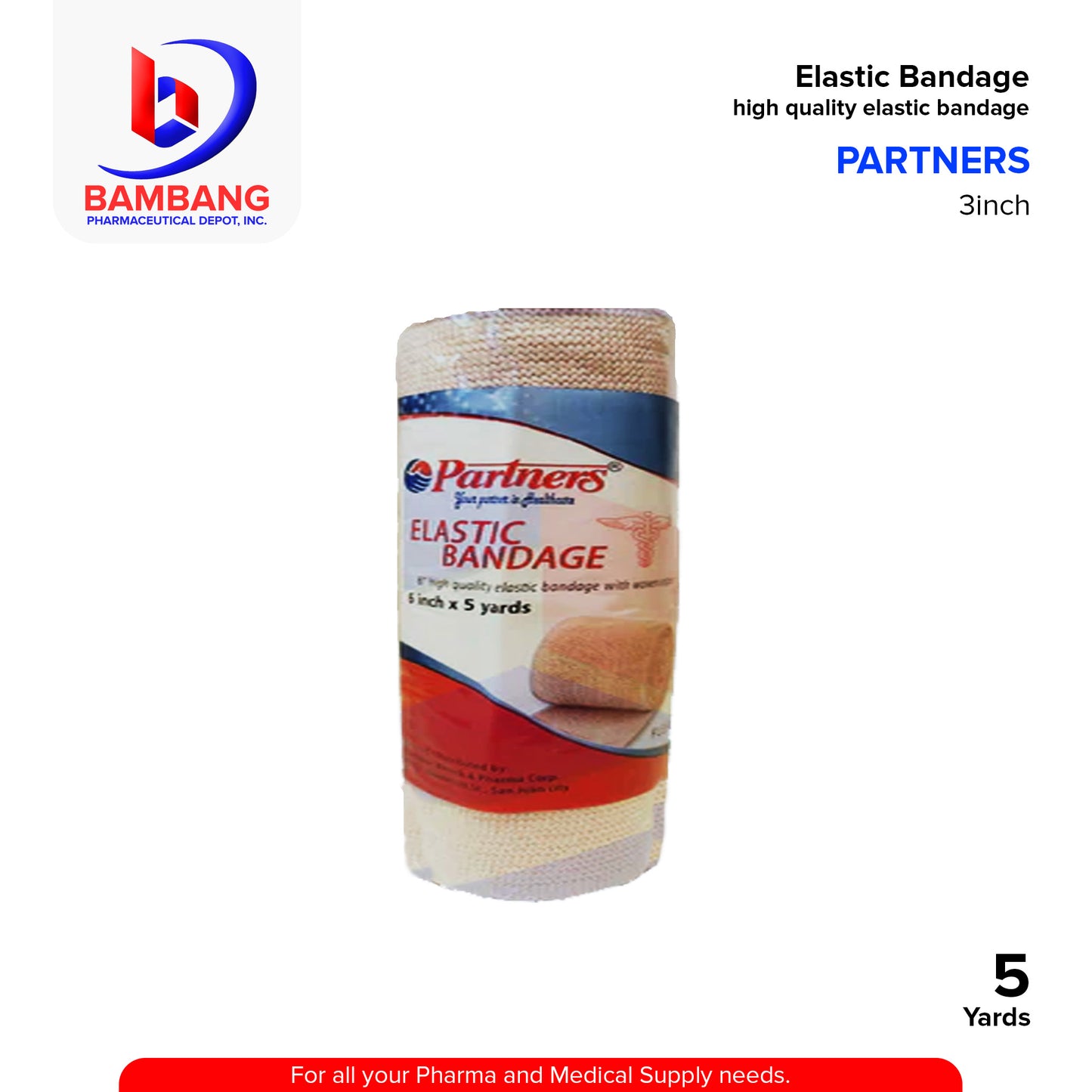 PARTNERS High Elastic Bandage 6inch x 5yards Stretch