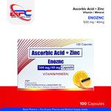 ENOZNC Ascorbic Acid + Zinc Vitamin Mineral 500 mg / 40mg 100 Capsules