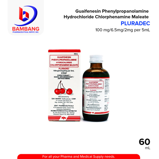 Guaifenesin Phenylpropanolamine Hydrochloride Chlorphenamine Maleate 100mg/6.5mg/2mg Per 5ml Syrup 60ml