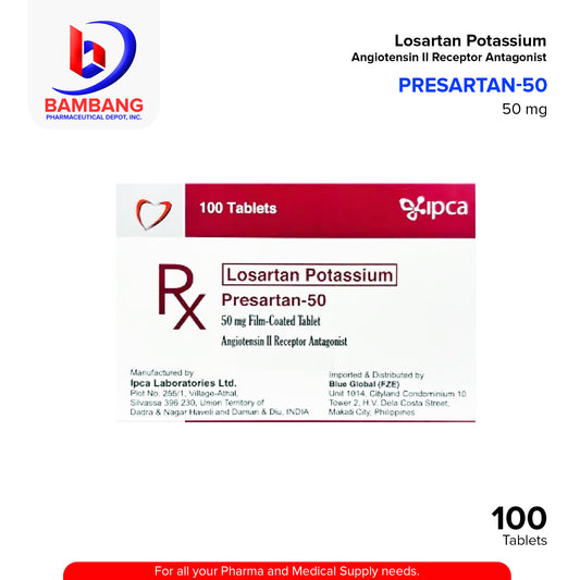 PRESARTAN Losartan Potassium 50mg Tablet 100's