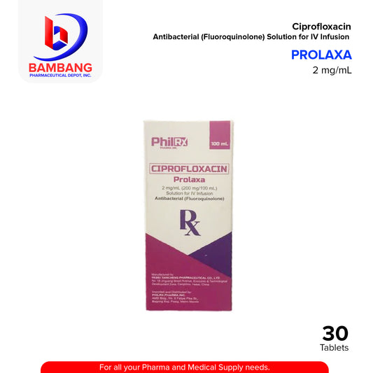 PROLAXA Ciprofloxacin 2mg/ml (200mg/100ml) Solution For IV Infusion 100ml