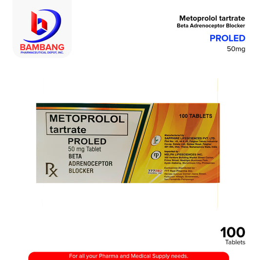 PROLED Metoprolol Tartate 50mg Tablet 100's