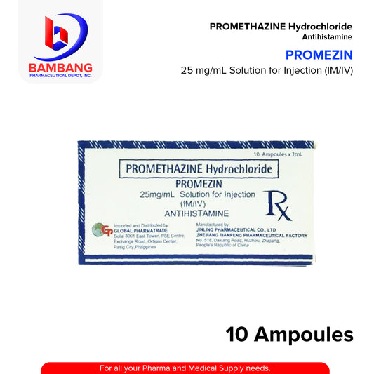 PROMEZIN Promethazine Hydrochloride 25mg/ml Solution For Injection 2ml x Ampoules 10