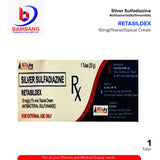 RETASILDEX Silver Sulfadiazine 10mg/g (1% w/w) Topical Cream Antibacterial Sulfonamide 1 Tube 20g