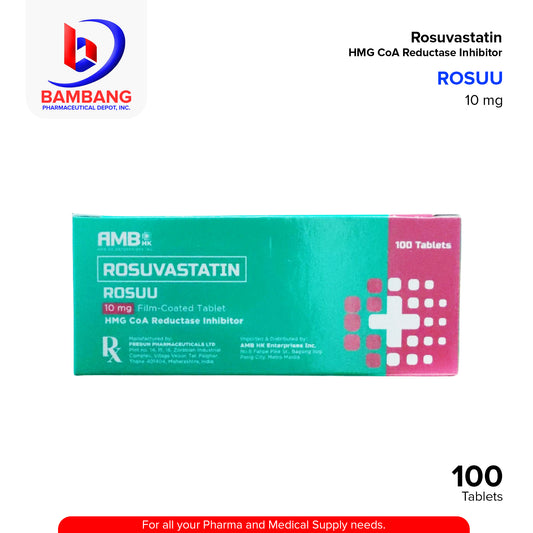 ROSUU Rosuvastatin HMG CoA Reductase Inhibitor 10mg Film Coated Tablet 100's