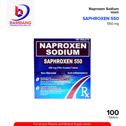 SAPHROXEN Naproxen Sodium 550mg Film Coated Tablet 100's