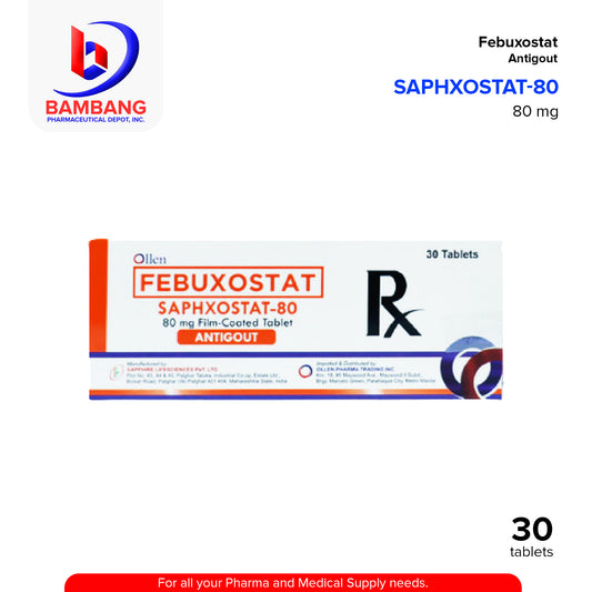 SAPHXOSTAT Febuxostat 80mg Film Coated Tablet 30's