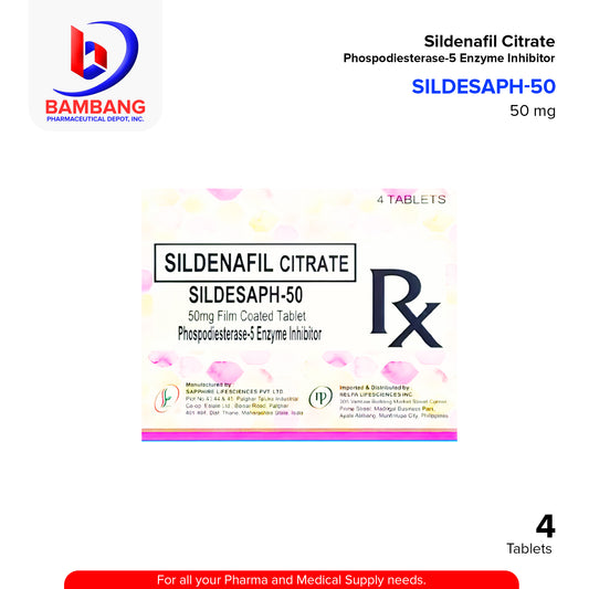 SILDESAPH Sildenafil Citrate 50mg Film Coated Tablet 4's