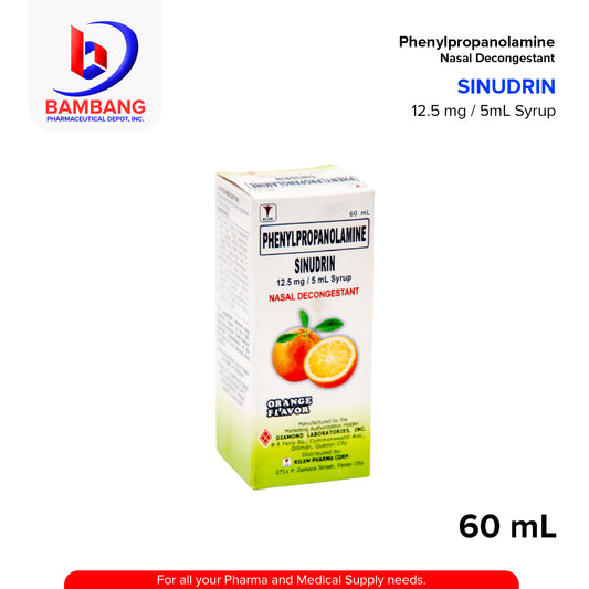 SINUDRIN Phenylpropanolamine 12.5mg / 5ml Syrup 60ml
