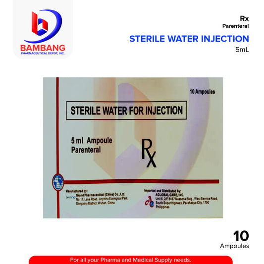 GRAND PHARMA Sterile Water for Injection 5ml x Ampoule 10's