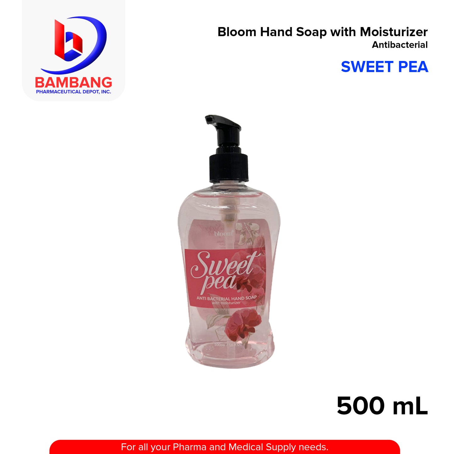 Antibacterial Hand Soap with Moisturizer (Bloom) Sweet Pea 500ml