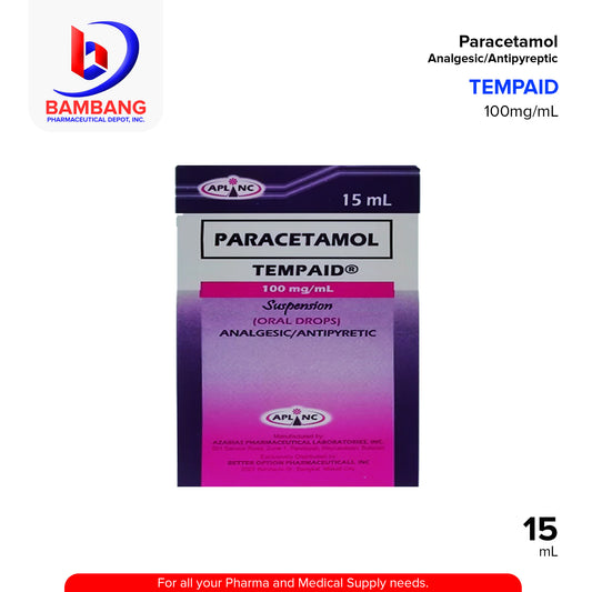 TEMPAID Paracetamol 100mg/ml Oral Drops Suspension 15ml
