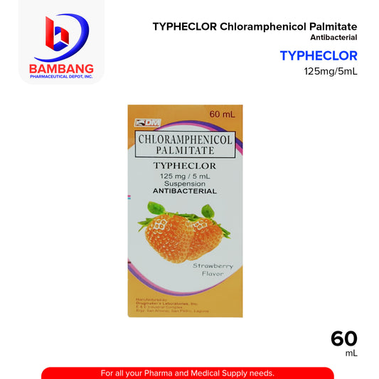 TYPHECLOR Chloramphenicol Palmitate Anti Bacterial 125mg/5ml Suspension 60ml