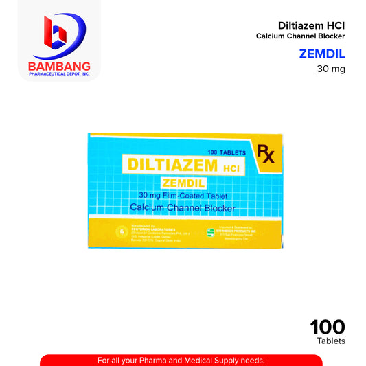 ZEMDIL Diltiazem HCL 30mg Film Coated Tablet 100's
