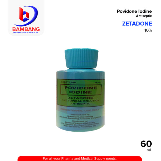 ZETADONE Povidone Iodine 10% Solution Antiseptic Piece 1's 60m
