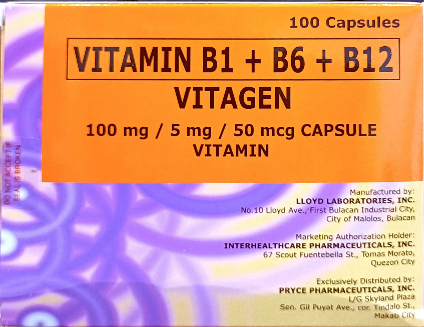 VITAMIN  B1 + B6 + B12 Capsule 100's (VITAGEN)
