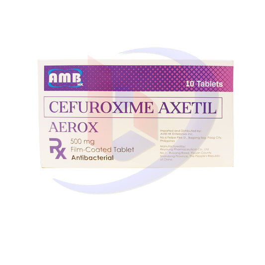 Cefuroxime Axetil (Aerox) 500mg Film Coated Tablet 10's