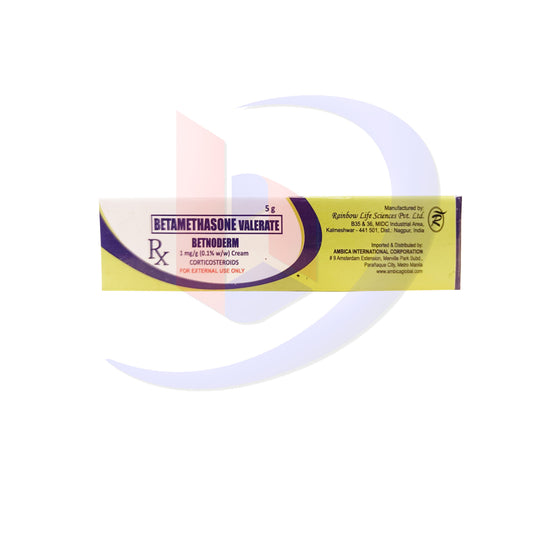 Betamethasone Valerate (Betnoderm) 1mg/g (0.1% w/w) Corticosteroid Cream 5g