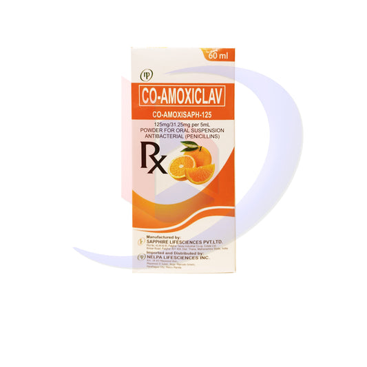 Co Amoxiclav (Co Amoxisaph 125) 125mg/31.25mg per 5ml Powder for Oral Suspension 60ml