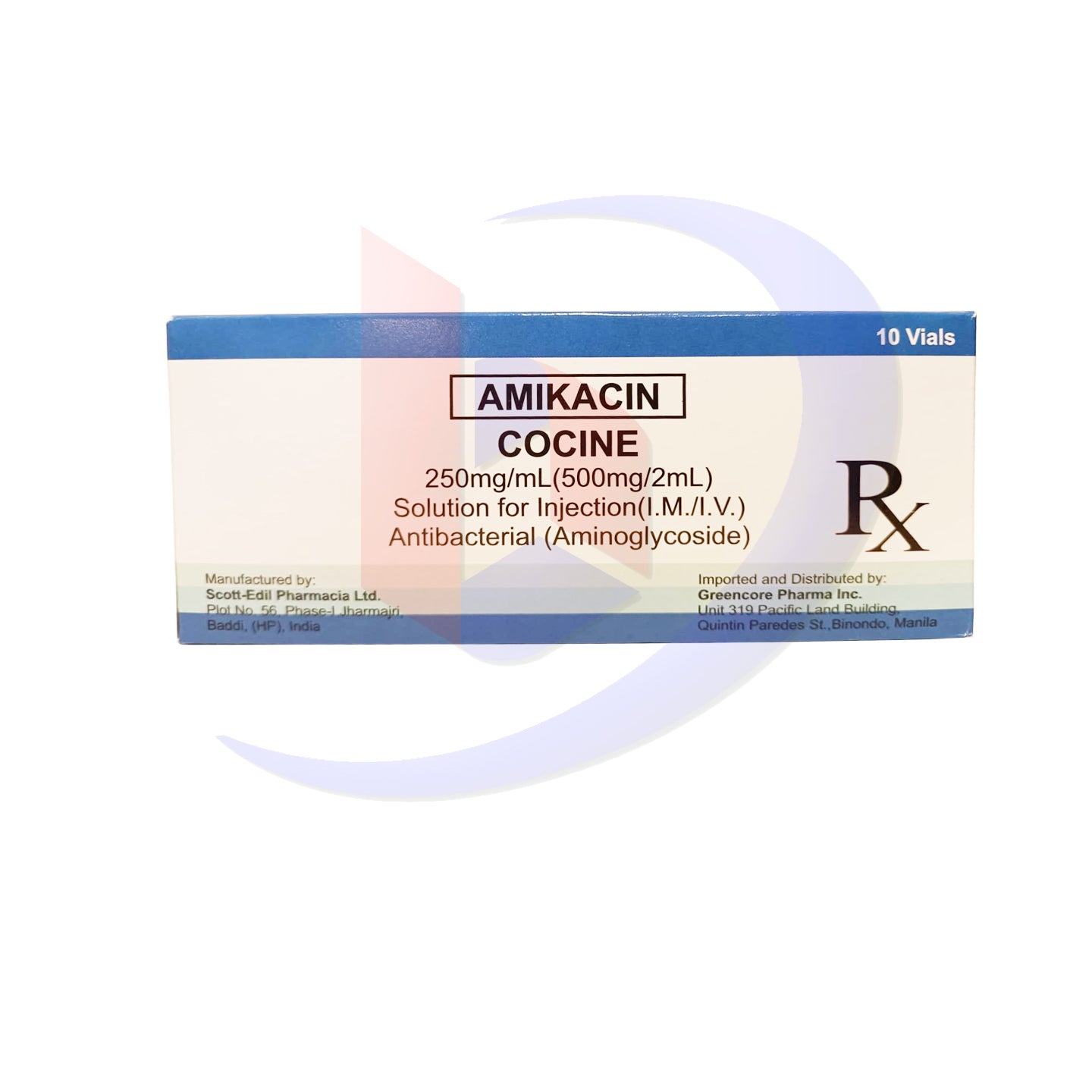 Amikacin (Cocine) 250mg/ml 500mg/2ml Solution for Injection I.M / I.V Vial 1's