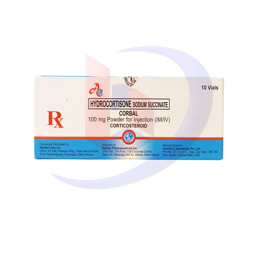 Hydrocortisone (Corbal 100) 100mg Powder for Injection I.M/I.V Vial 10's