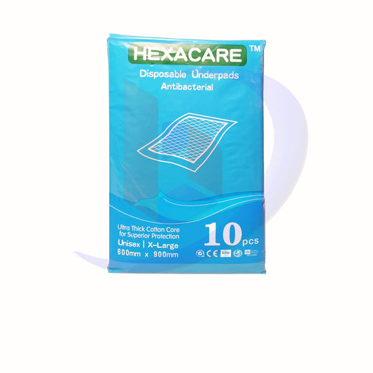 Disposable Underpads (Hexacare) Antibacterial Ultra Thick Cotton Extra Large Pieces 10's
