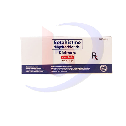 Betahistine Dihydrochloride (Dizimarc) 16mg Aniti Verttigo Tablet 100's