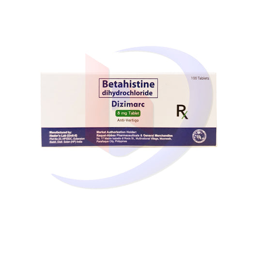 Betahistine Dihydrochloride (Dizimarc) 8mg Aniti Verttigo Tablet 100's