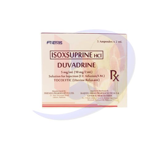 Isoxsuprine HCI (Duvadrine) 5mg/ml (10mg/2ml) Solution for Injection (I.V Infusion/I.M)