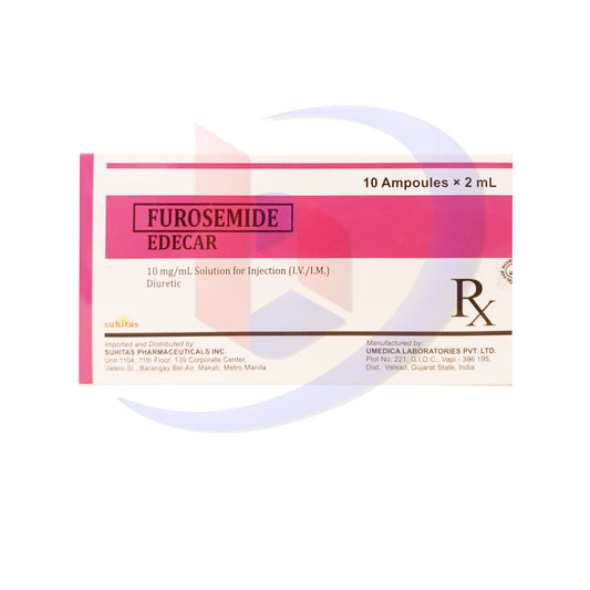 Furosemide (Edecar) 10mg/ml Solution for Injection (IV/IM) 10 Ampoules x 2ml