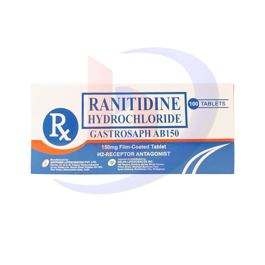 Ranitidine Hydrochloride (Gastrosaph AB150) 150mg Film Coated Tablet 100's
