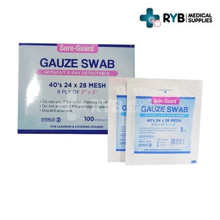 Gauze Swab (Sureguard) 24x28 8ply of 2" x 2" Mesh Sterile Pads 100's