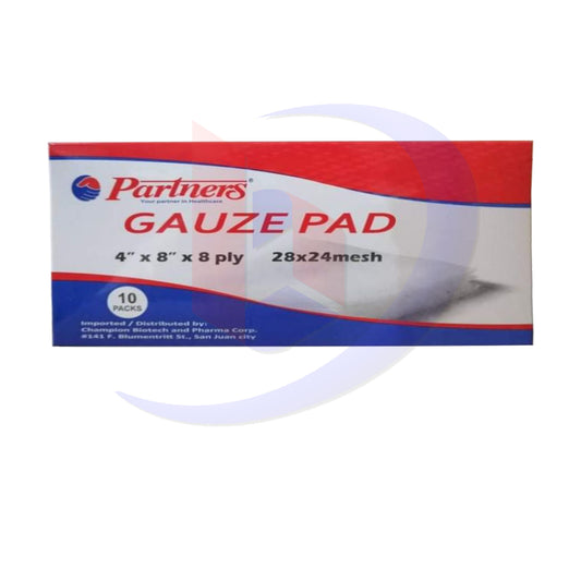 Gauze Swab (Partners) 28x24 8ply of 4" x 8" Mesh Sterile Pads 10's