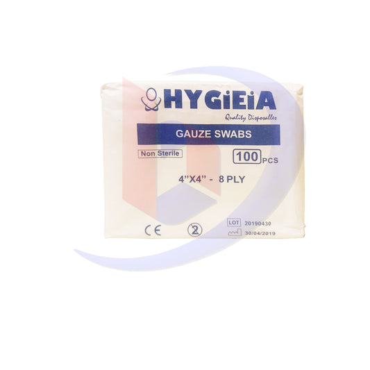 Gauze Swab (Hygieia) Non Sterile 4" x 4" 8Ply Pieces 100's