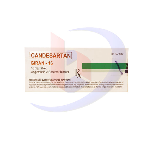 Candesartan (Giran 16) 16mg Angiotensin 2 Receptor Blocker Tablet 30's
