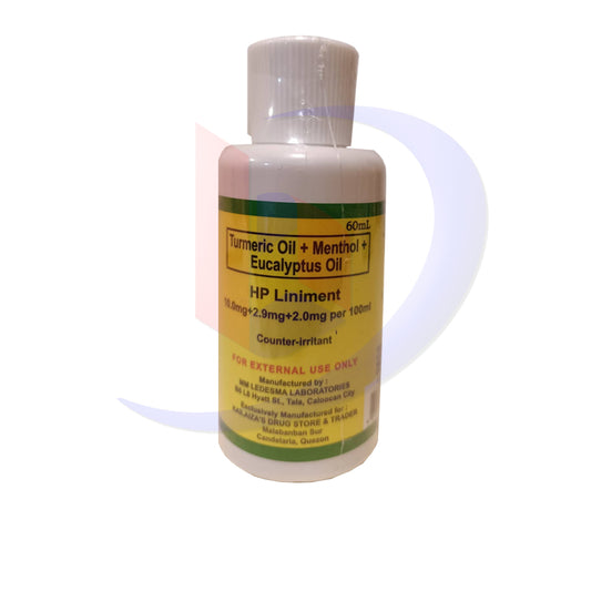 Turmeric Oil + Menthol + Eucalyptus Oil (HP Liniment) 10.0mg/2.9mg/2.0mg per 100ml Counter Irritant 60ml