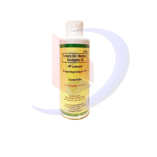 Turmeric Oil + Menthol + Eucalyptus Oil (HP Liniment) 10.0mg/2.9mg/2.0mg per 100ml Counter Irritant 120ml