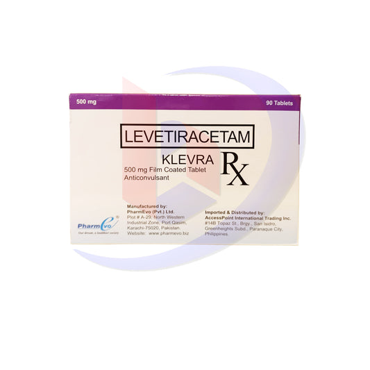 Levetiracetam (Klevra) 500mg Film Coated Anticonvulsant Tablates 90's
