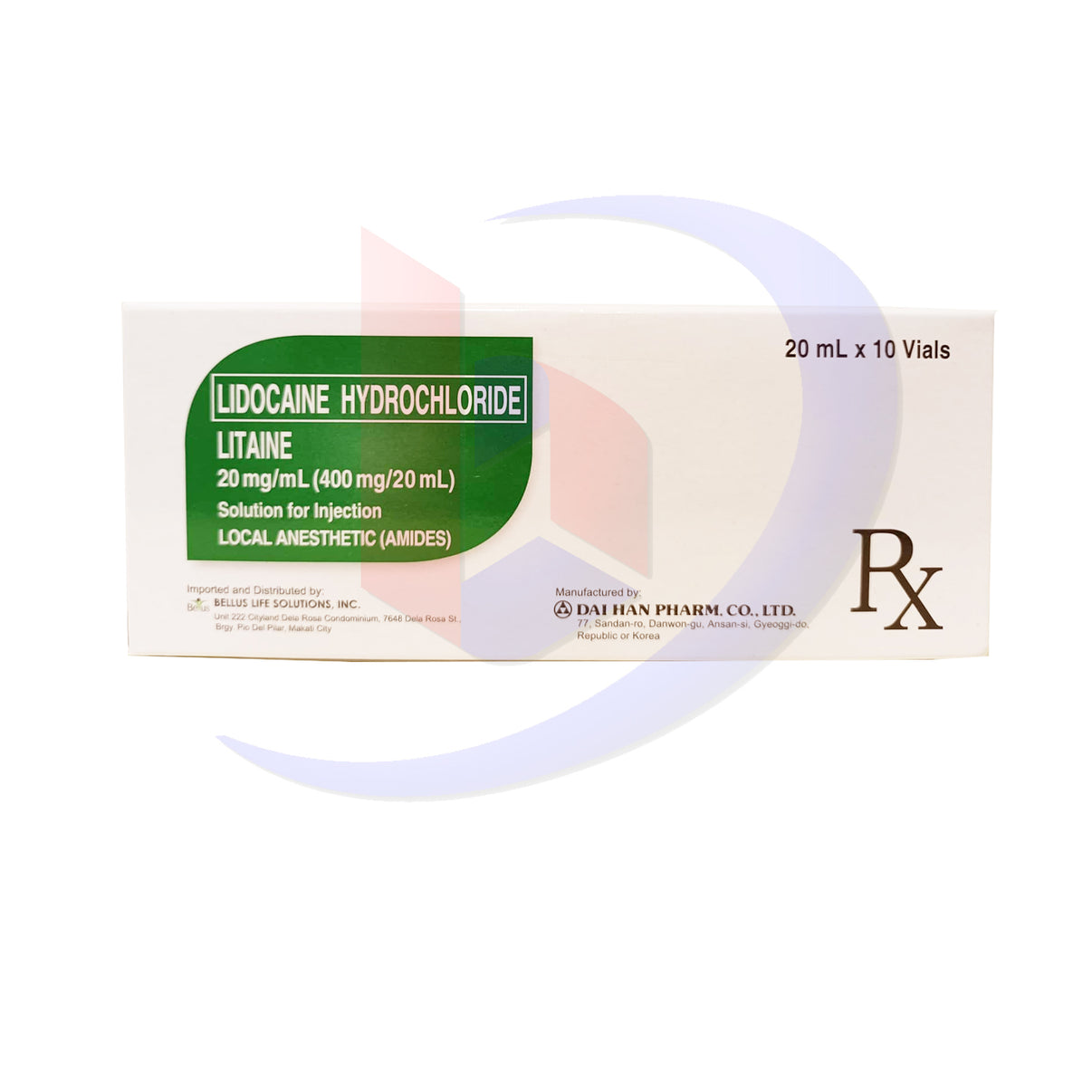 Lidocaine Hydrochloride (Litaine) 20mg/ml (400mg/20ml) Solution for In