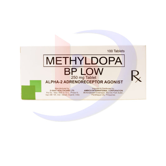Methyldopa (BP Low) 250mg Alpha 2 Adrenoreceptor Agonist Tablet 100's