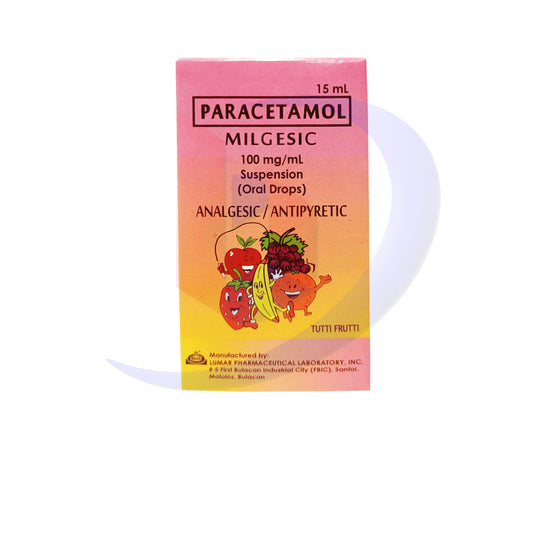 Paracetamol (Milgesic) 100mg Suspension Oral Drops 15ml (Fruity)