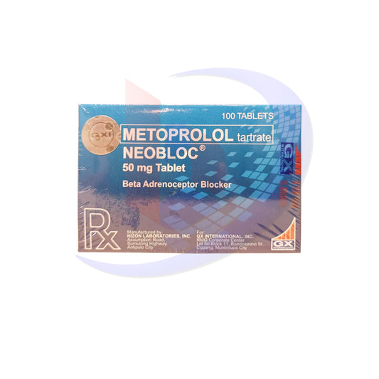 Metoprolol Tartrate (Neobloc) 50mg Beta Adrenoceptor Blocker Tablet 100's