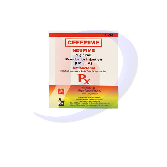 Cefepime (Neupime) 1g / Vial Powder for Injection (I.M/I.V) Vial 1's