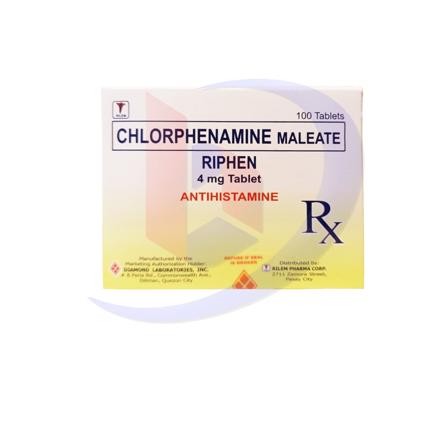 Chlorphenamine Maleate (Riphen) 4mg Tablet Antihistamine Tablet 100's